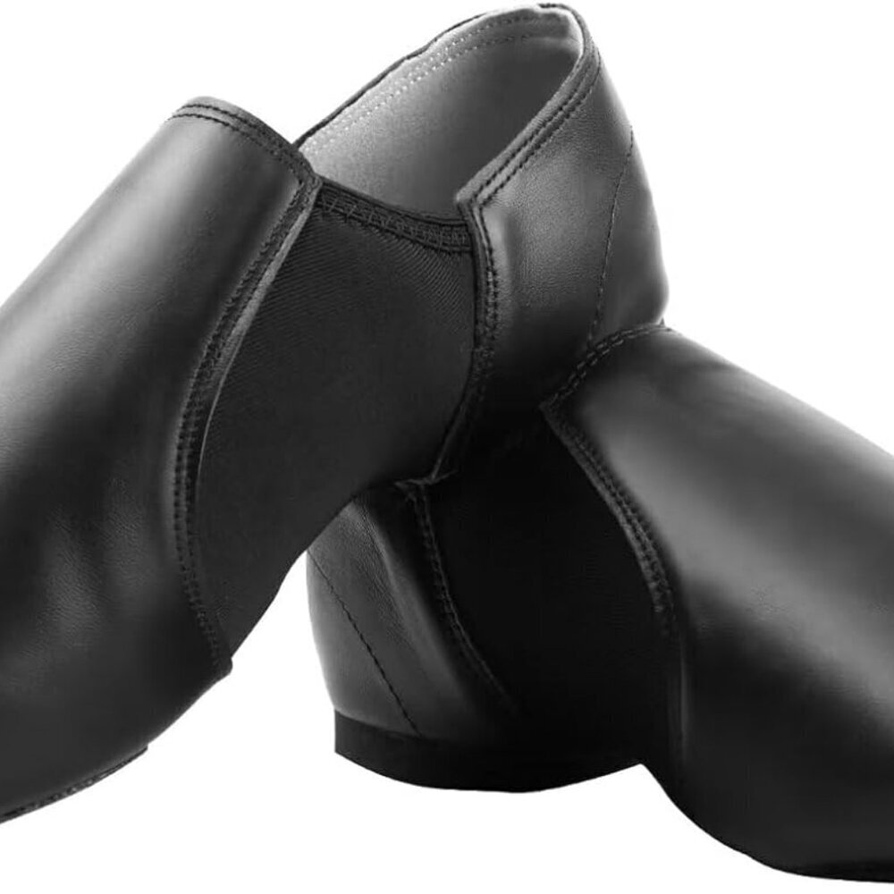 Jazz Shoes Leather Slip-On Women Men Non-Slip Rubber Sole for Dance